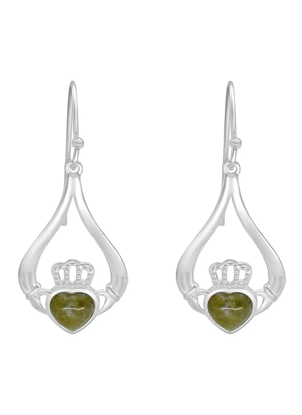 Sterling Silver Connemara Marble Celtic Claddagh Earrings 